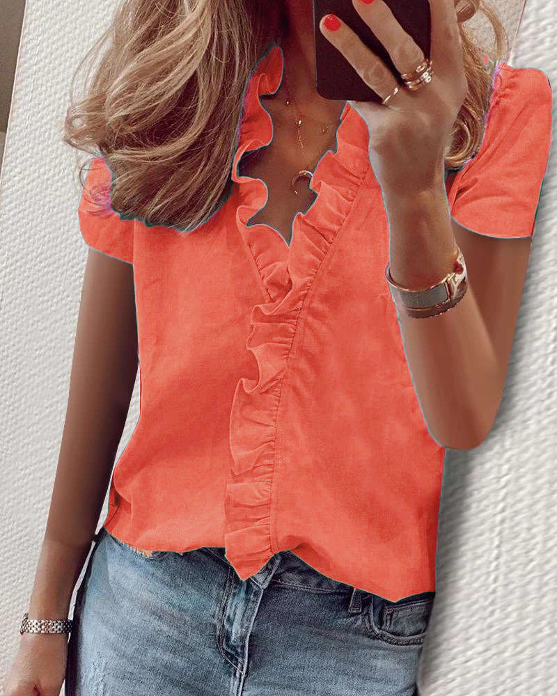 Versatile Classy Women's Long Sleeve Ruffle Blouse