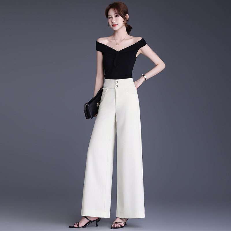 Women's High Waist Wide Leg Loose Fashion Spring Drape Versatile Casual Pants