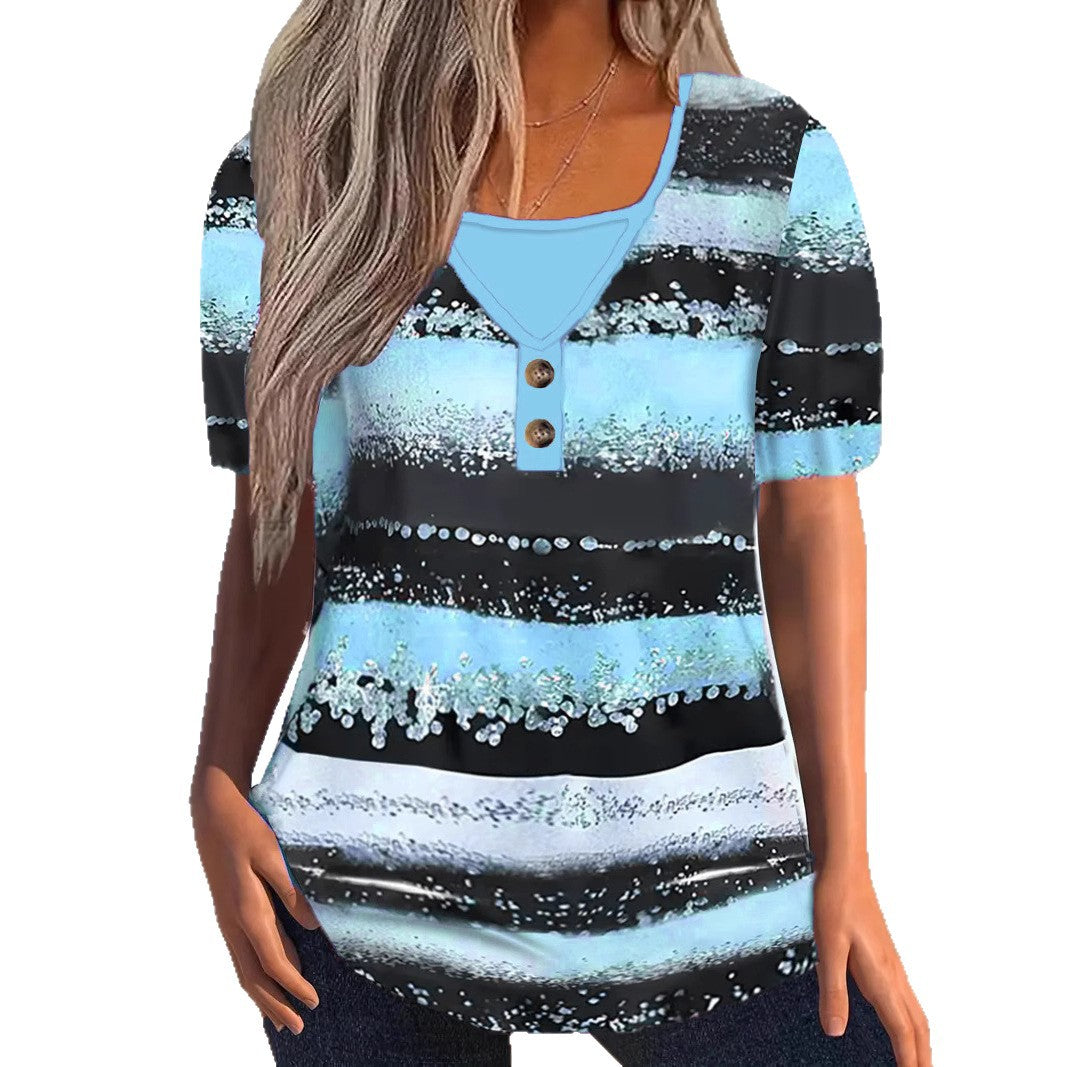 Women's Solid Color Printing Stitching Faux Two-piece Clothing