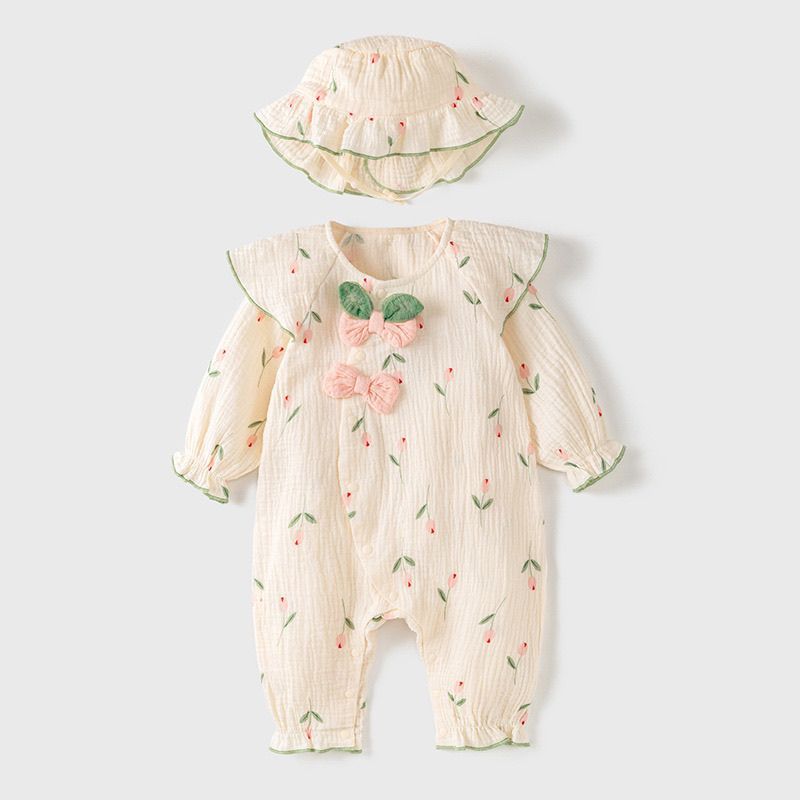 Pastoral Floral Hooded Long-sleeved Jumpsuit Super Jumpsuit, Climbing Suit
