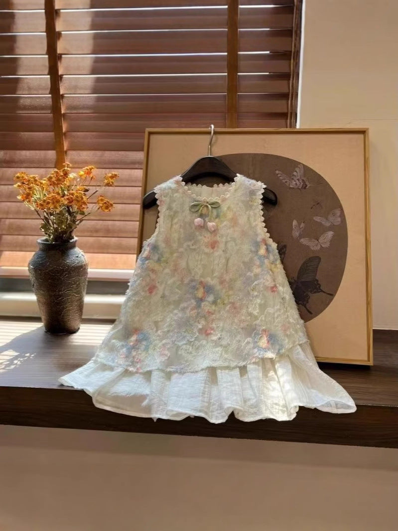 Children's Wear Match Rainbow Printing Summer Sweet Fairy Children's Dress