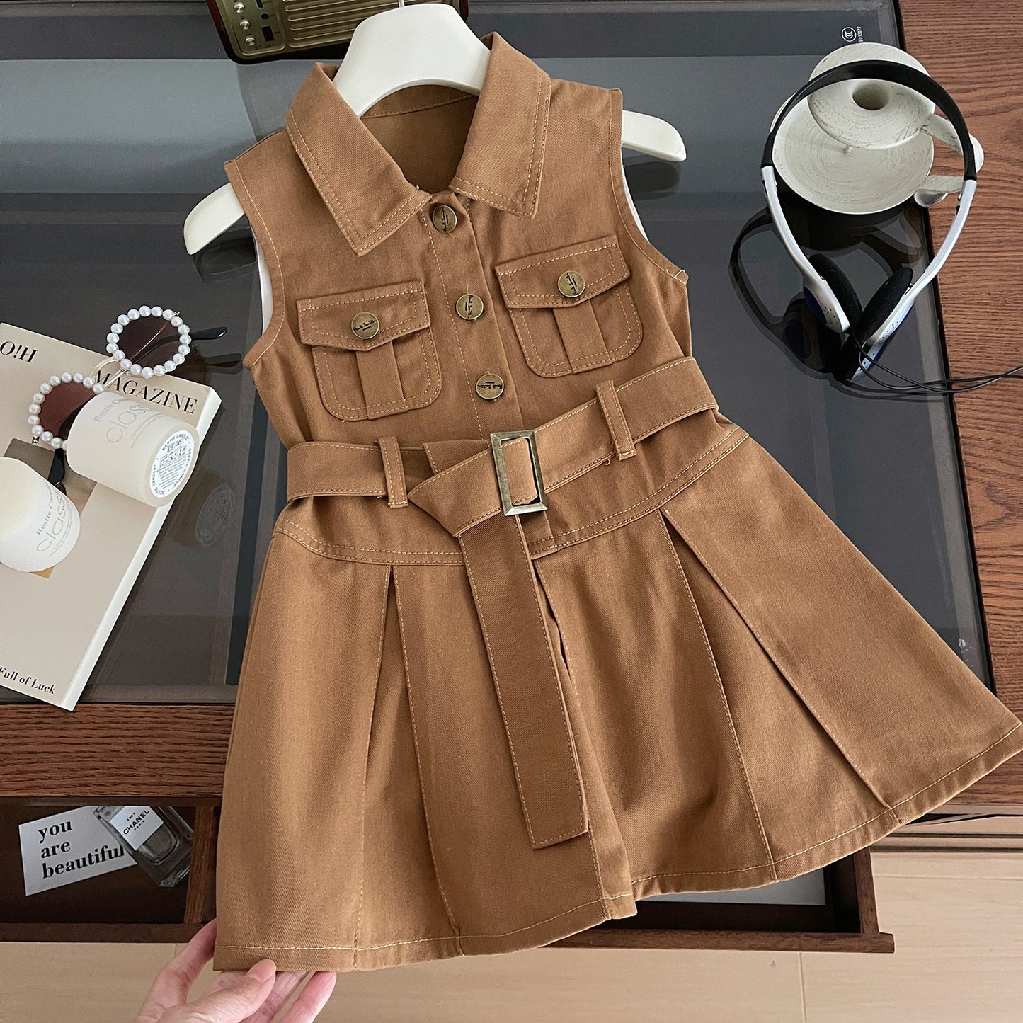 Summer Korean Style Sleeveless Western Slim Fit Cute Children's Dress