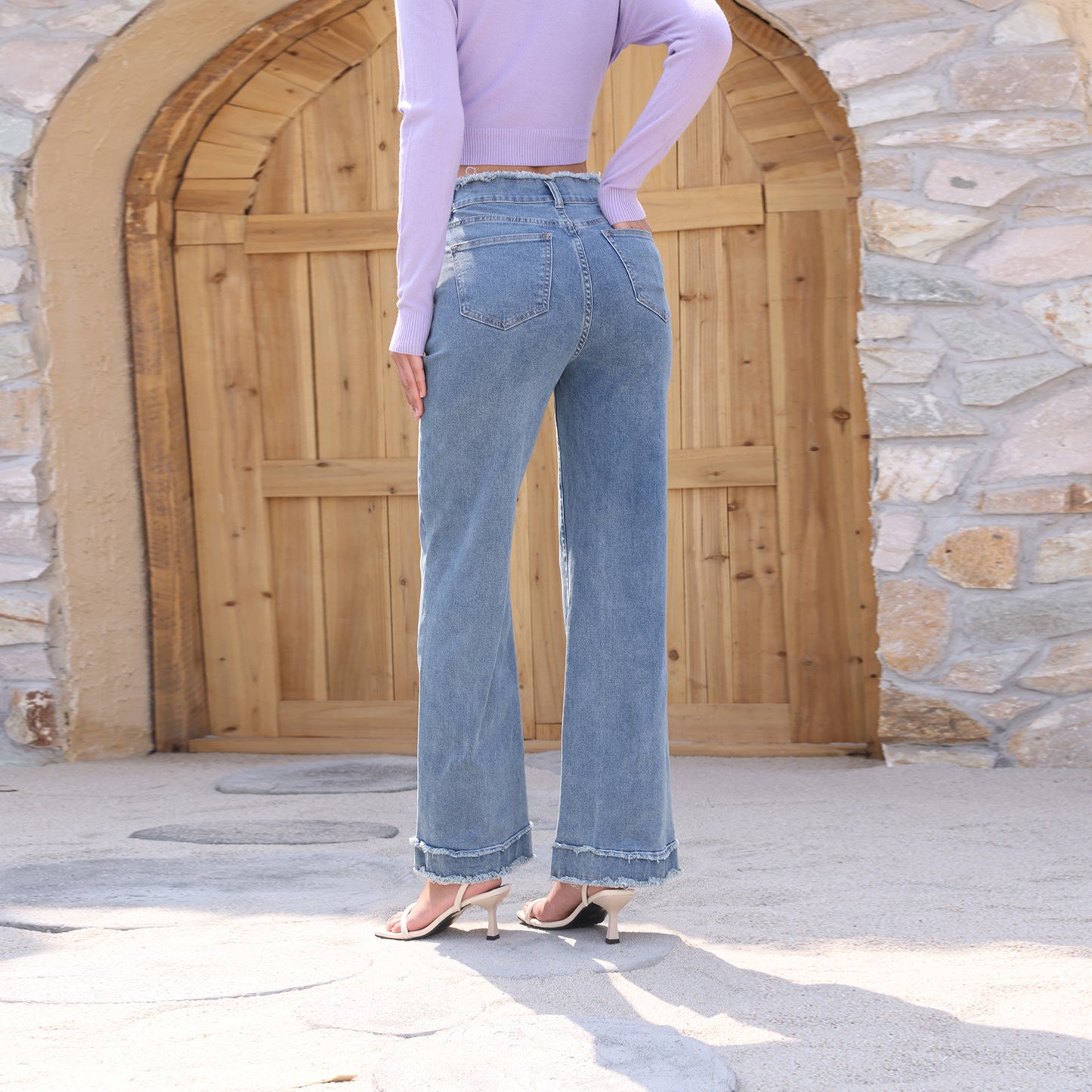 Women's High Waist Stretch Casual Straight Thin Looking Pants