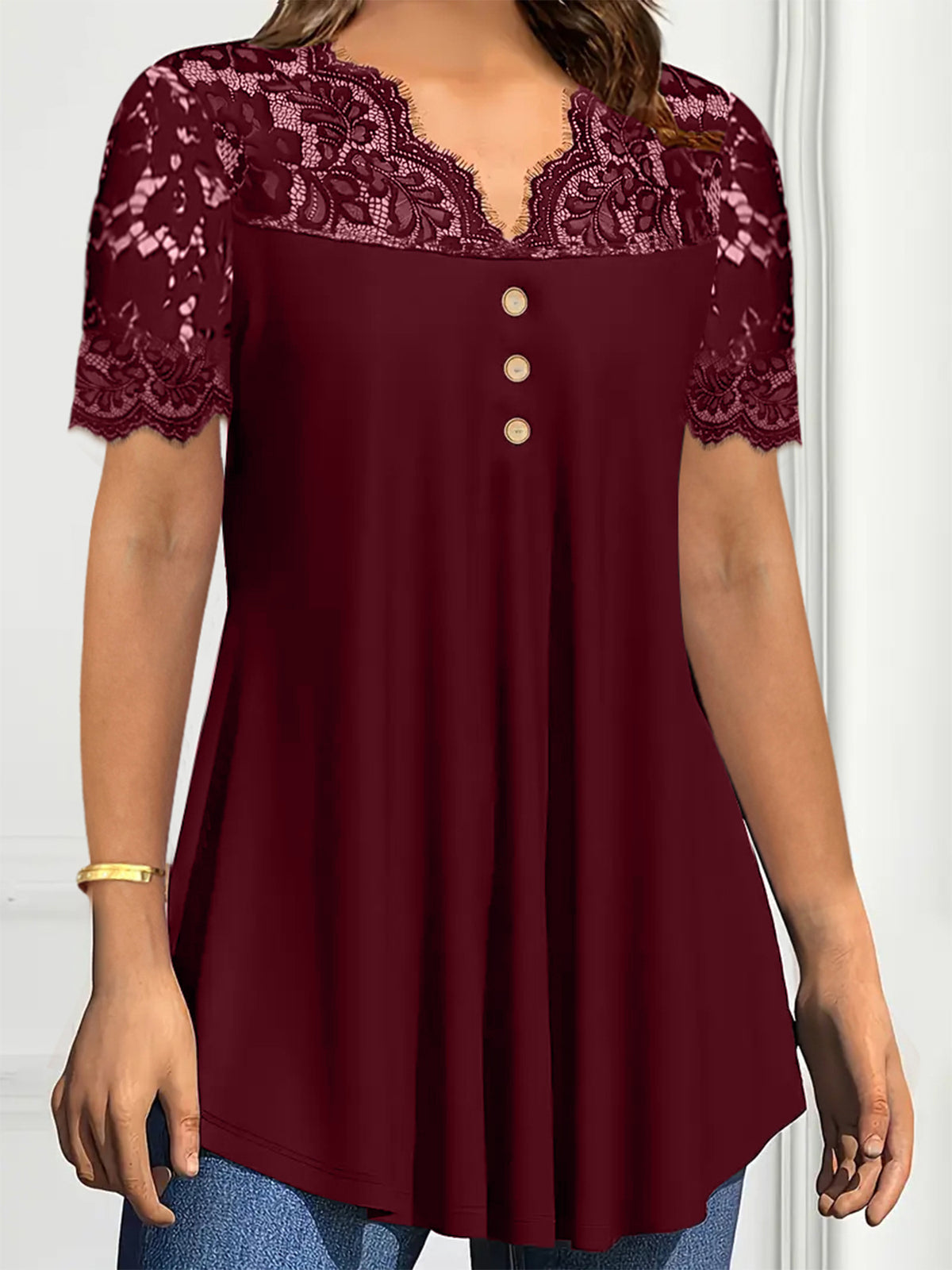 Women's Solid Color Ruffled Sleeves Shirt Modal Women's T-shirt