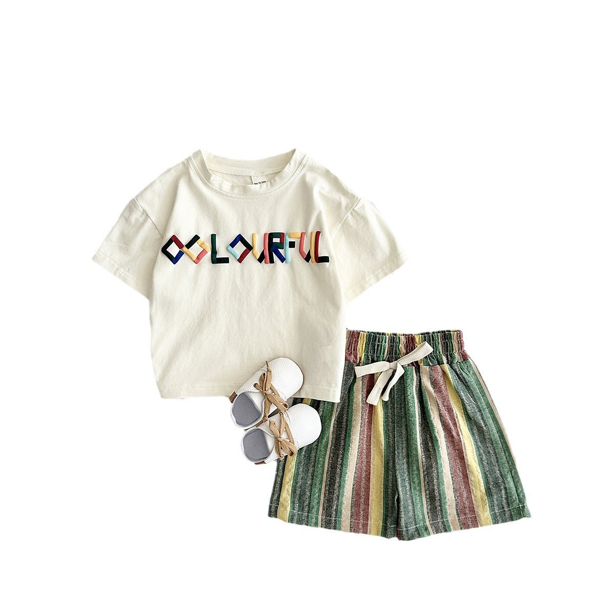 Children's Summer Clothing Letter Embroidered T-shirt Short Sleeve Children's Suit