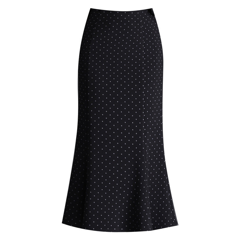 Women's Dots Fishtail High Waist Slimming Sheath Wool Skirt