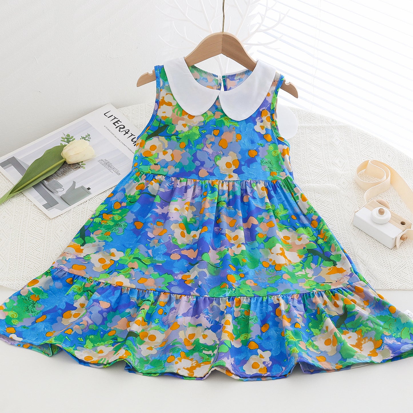 Children's Poplin Summer Artificial Cotton Skirt Medium Children's Dress