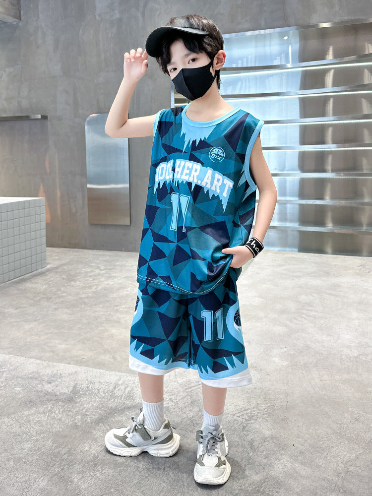 Children's Summer Middle Big Sportswear Jersey Basketball Wear Sleeveless Vest Children's Suit