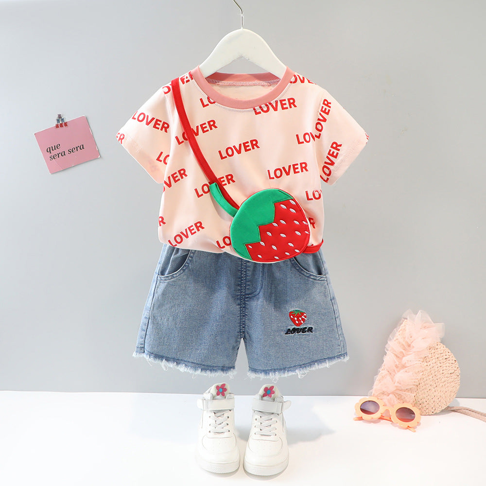 Summer Clothing Clothes 2 Infant Fashionable Cartoon Short Sleeve Two-piece Children's Suit
