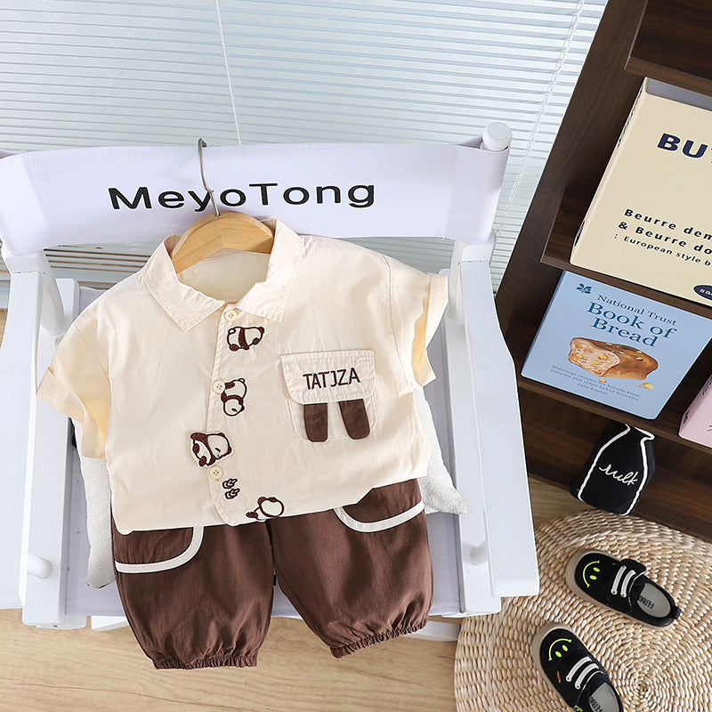 Thin Shirt Short Sleeve Two-piece Summer Breathable Children's Suit