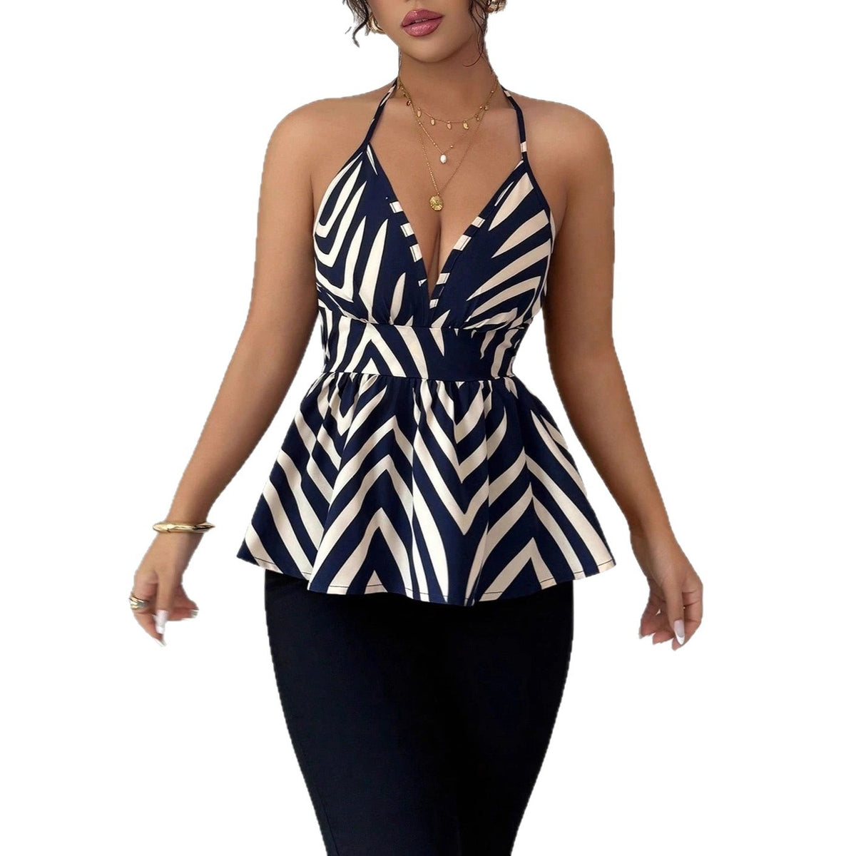 Women's Elegant Spaghetti Strap Front A- Line Pleated Sling Backless Small Vest/suspenders/tube Top