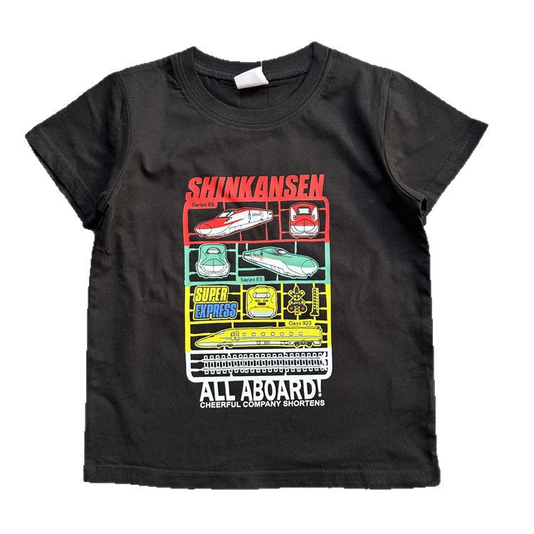 Children's Single Tram Series Short-sleeved Clothing Children's T-shirt