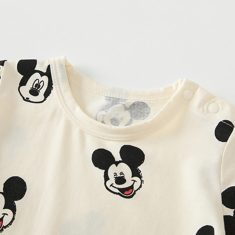 Jumpsuit Summer Boy Short Sleeve Full Printed Cartoon Pattern Breathable Jumpsuit, Climbing Suit