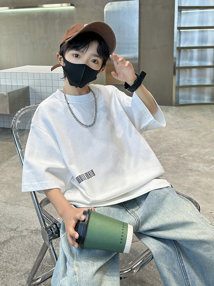 Children's Clothing Boy's Short-sleeved Big Boy Korean Fashion Cool Loose Top Children's T-shirt