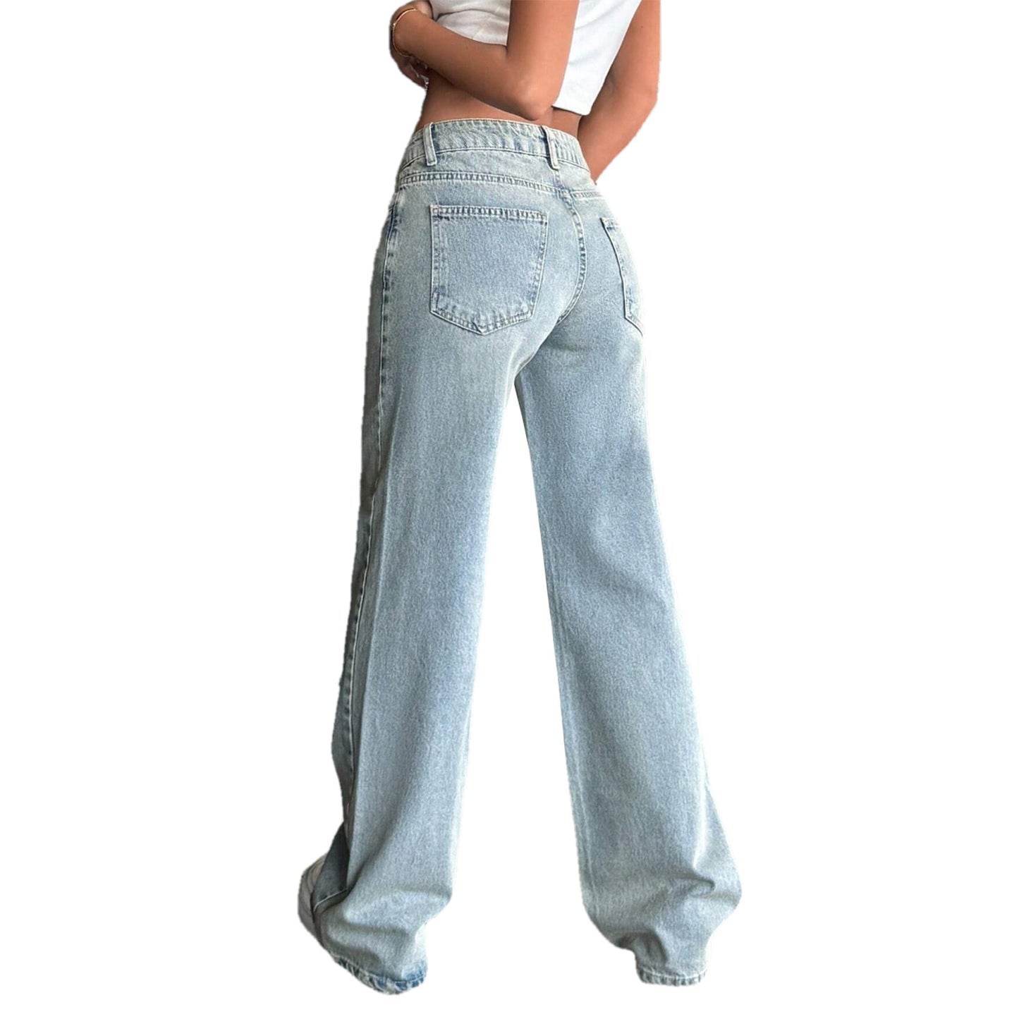Women's Hot Wide Leg Low Waist Stretch Denim Women's Jeans