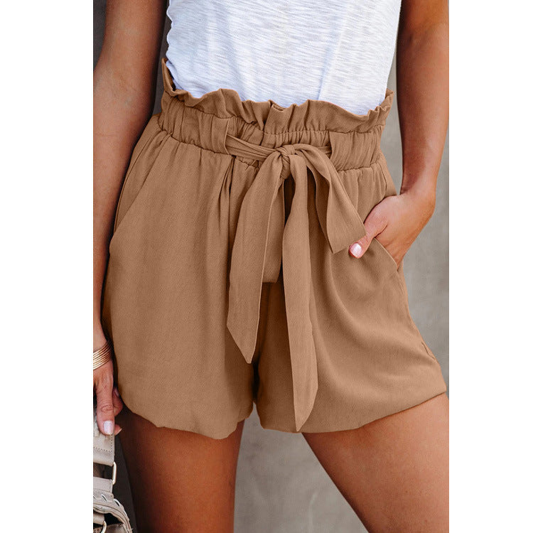 Women's Waistband Solid Color Loose High Waist Casual Pants