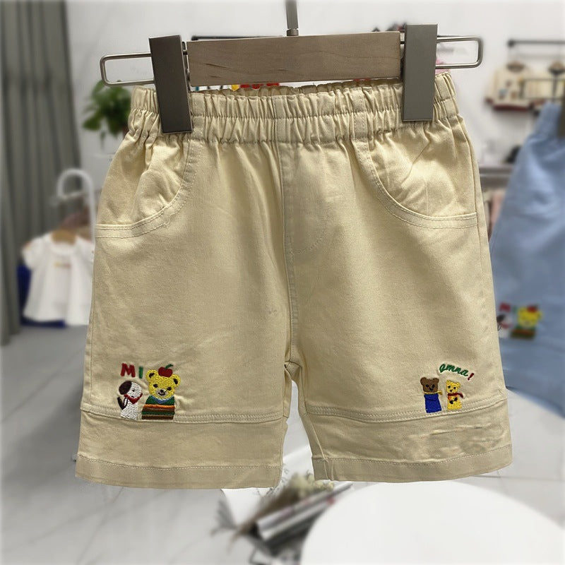 Children's Clothing Summer Bear Shorts Washed Cotton Children's Pants