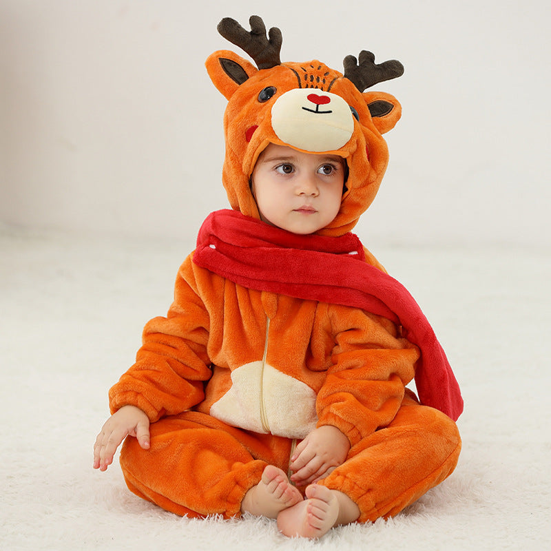 Children's Flannel Romper Pajamas Class Animal Jumpsuit Jumpsuit, Climbing Suit