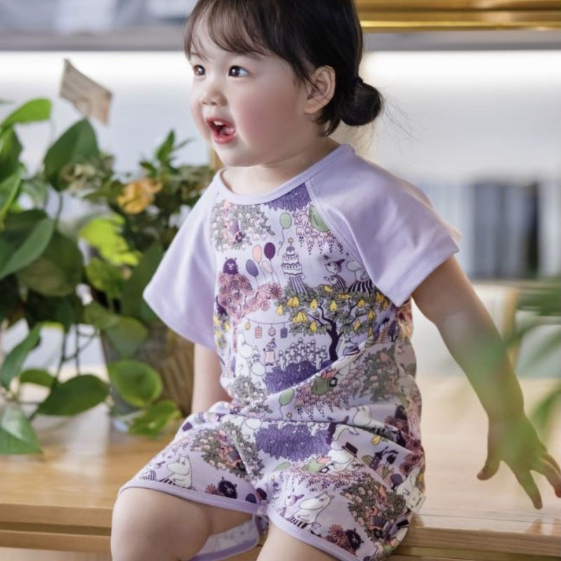 Bamboo Fiber Cool Gauze Summer Clothing Home Parent-child Outfit