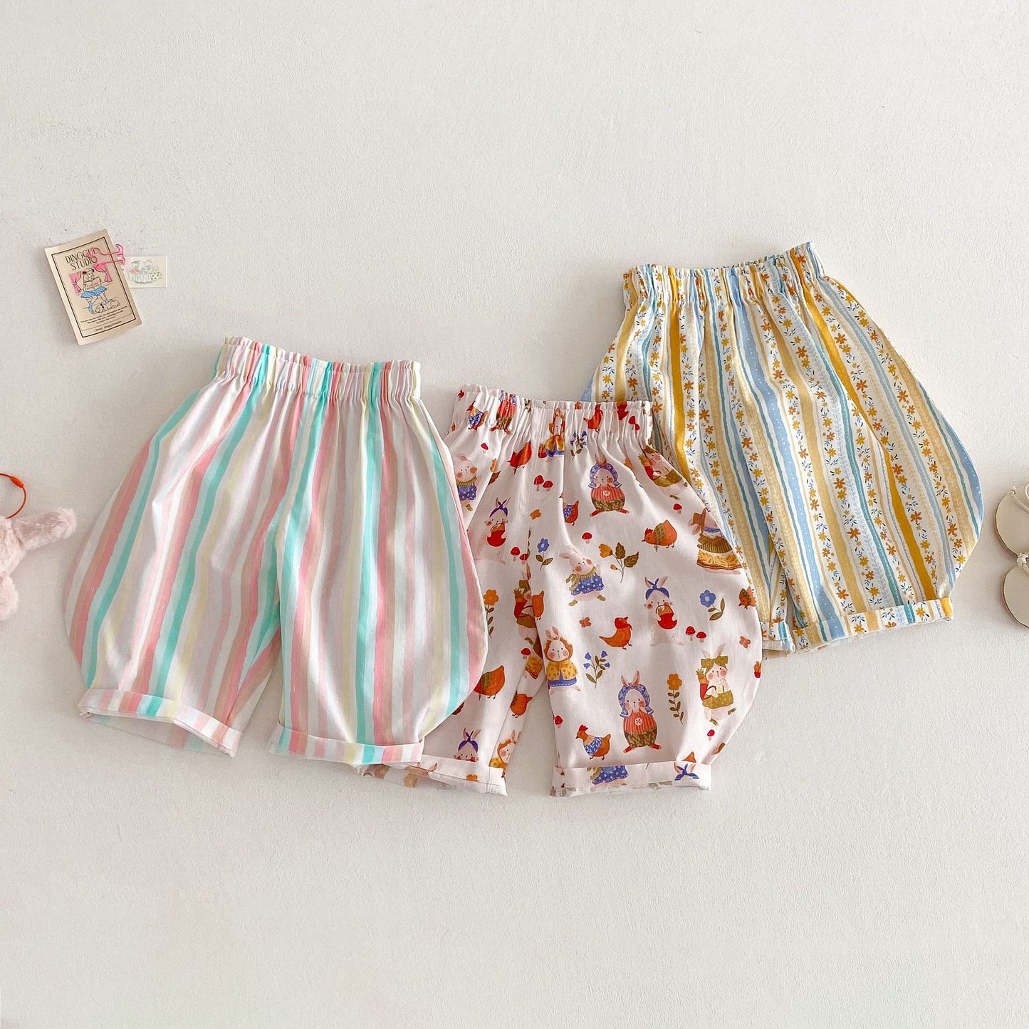 Children's Right Summer Western Style Striped Floral Children's Pants