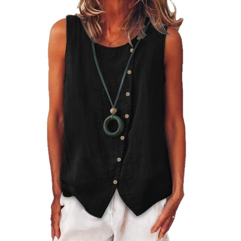 Women's Bohemian Sleeveless Button Shirt Side Single-breasted Small Vest/suspenders/tube Top