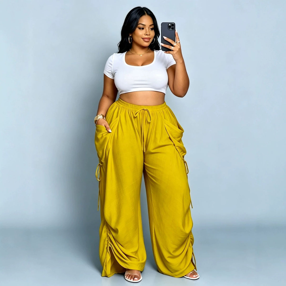 Women's Autumn High Waist Harem Cotton Linen Micro Elastic Casual Pants