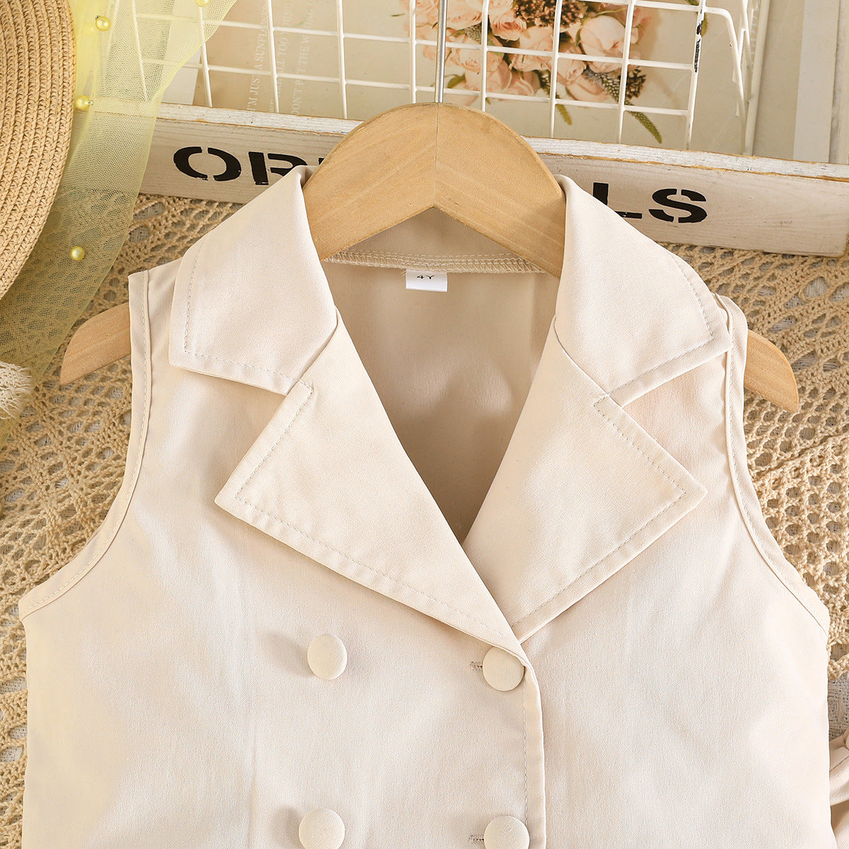 Summer Solid Color Sleeveless Lapel Pants Fashion Children's Suit