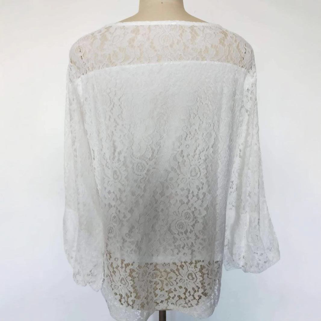 Popular Women's White Loose Pullover Long-sleeved Tops