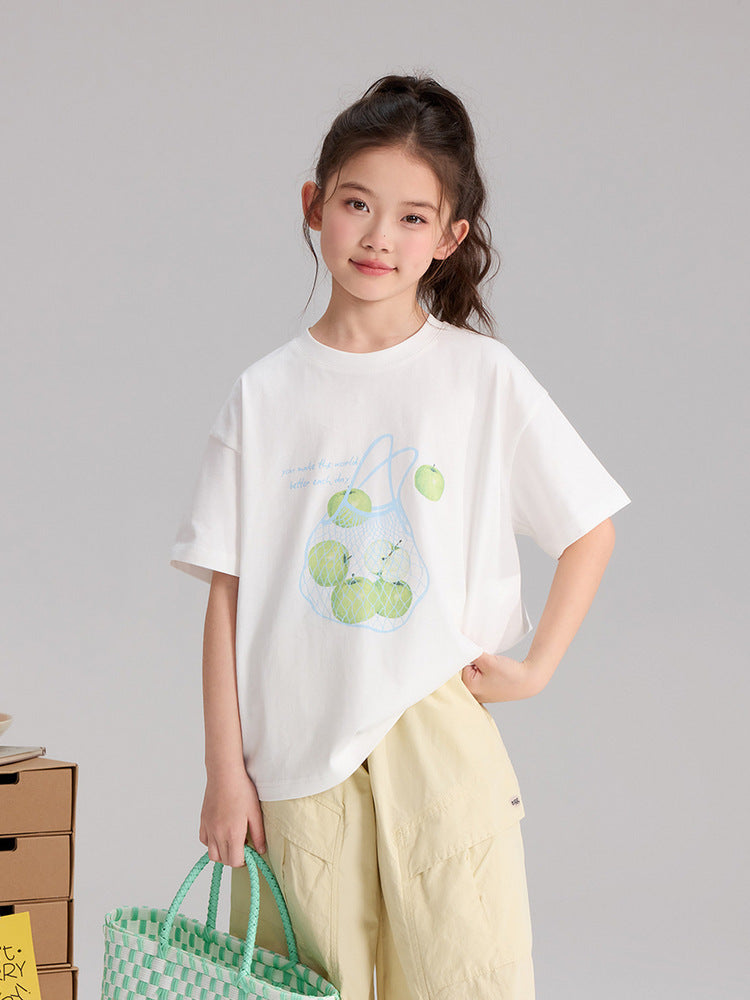 Children's Summer Cartoon Fruit Printed Short-sleeved Cotton Children's T-shirt