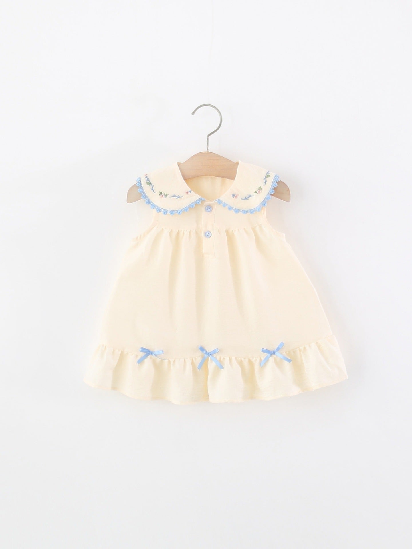Children's Sleeveless One-piece Summer College Style Doll Collar Single Layer Cotton Children's Dress