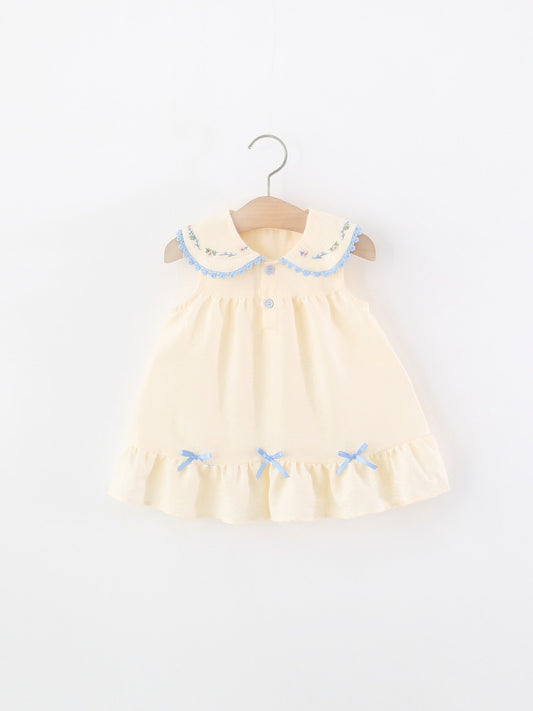 Children's Sleeveless One-piece Summer College Style Doll Collar Single Layer Cotton Children's Dress