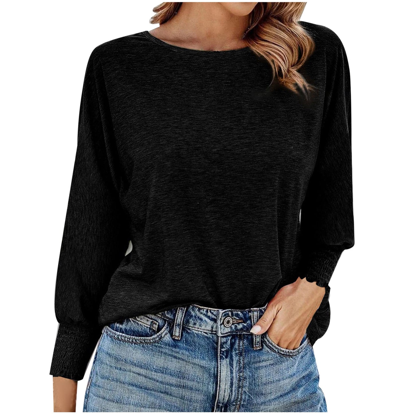 Women's Autumn Solid Color Round Neck Loose Tops
