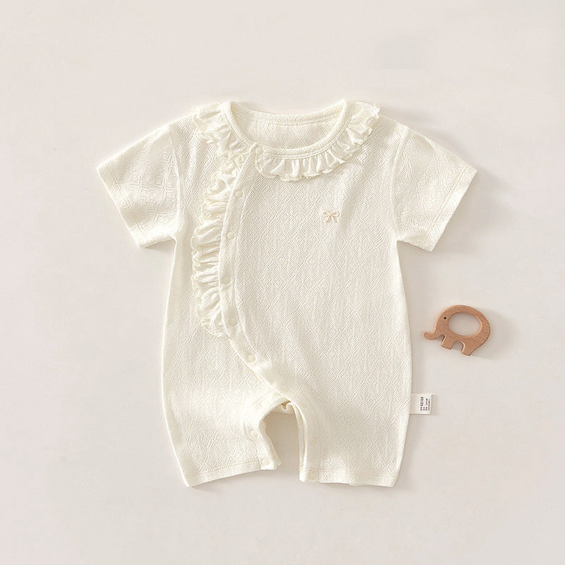 Class Summer Rib Jacquard Cotton Thin Jumpsuit, Climbing Suit