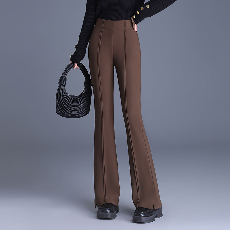 Women's High Waist Slimming Mother Thickened Woolen Casual Pants