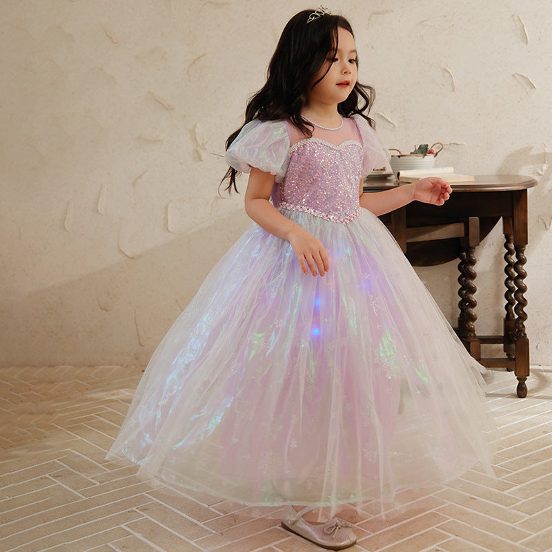 Children's Princess Summer Tulle Tutu Purple Birthday Flower Children's Dress