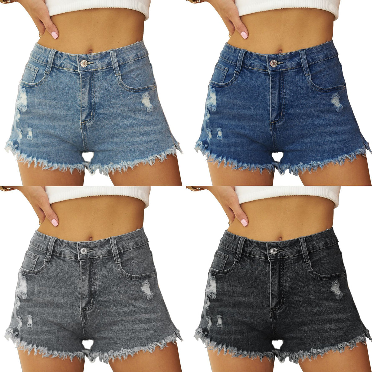 Women's Trade Ripped Tassel Stretch Denim Hot Pants