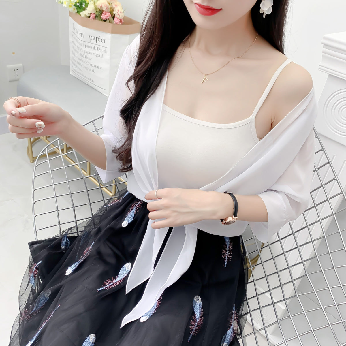 Women's Long-sleeved Korean Loose Air Conditioning Thin Blouses