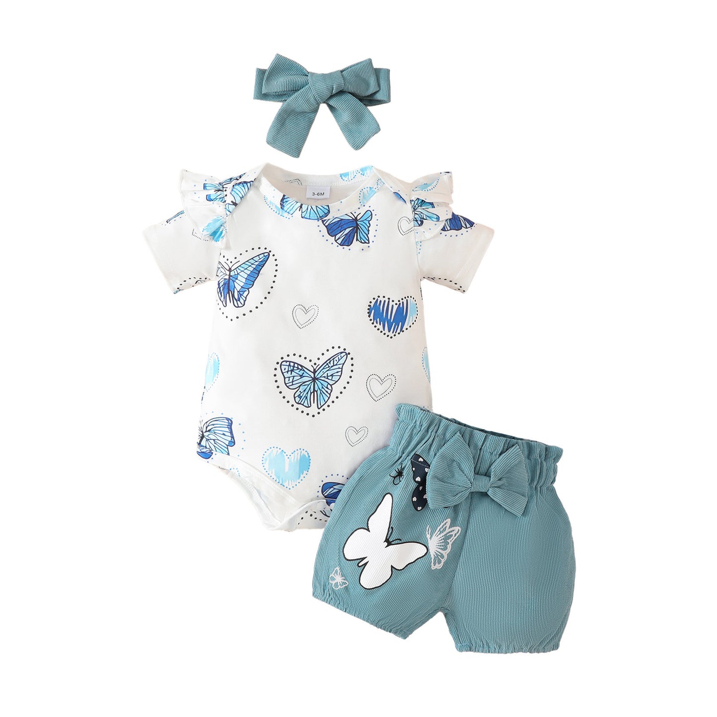 Sleeve Triangle Rompers Corduroy Bow Shorts Children's Suit