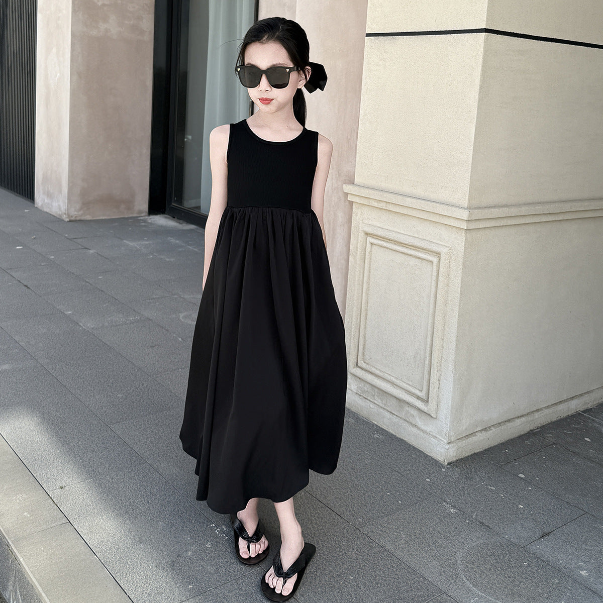 Children's Casual Knitted For Older Western Style Fashion Sleeveless Children's Dress