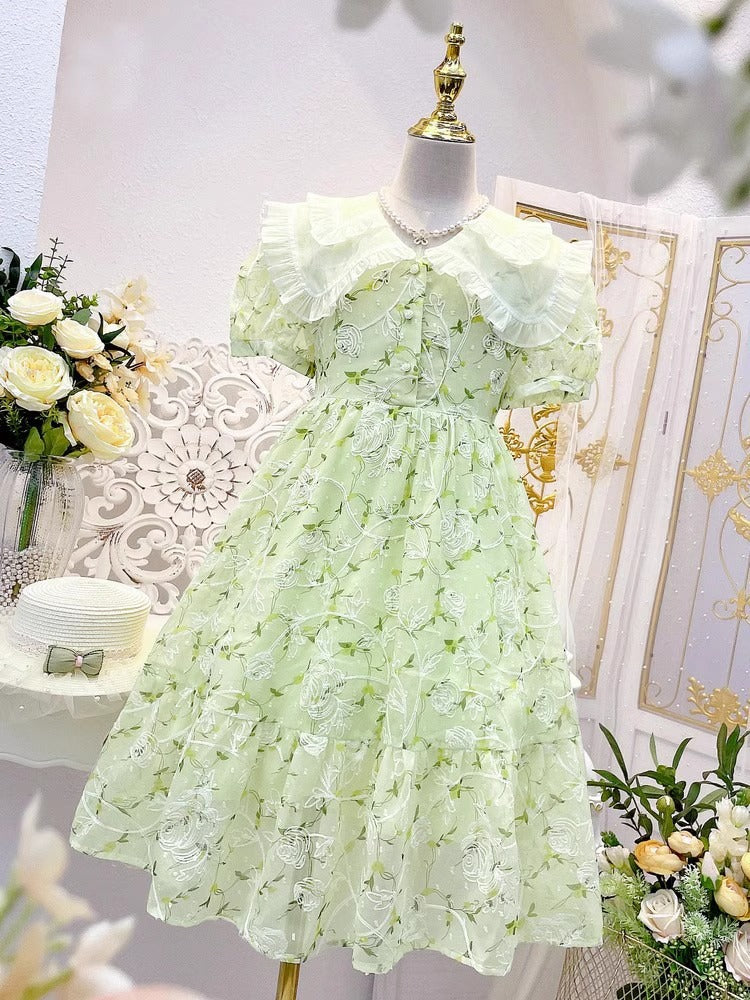 Floral Summer Princess Little Big Western Style Chiffon Children's Dress