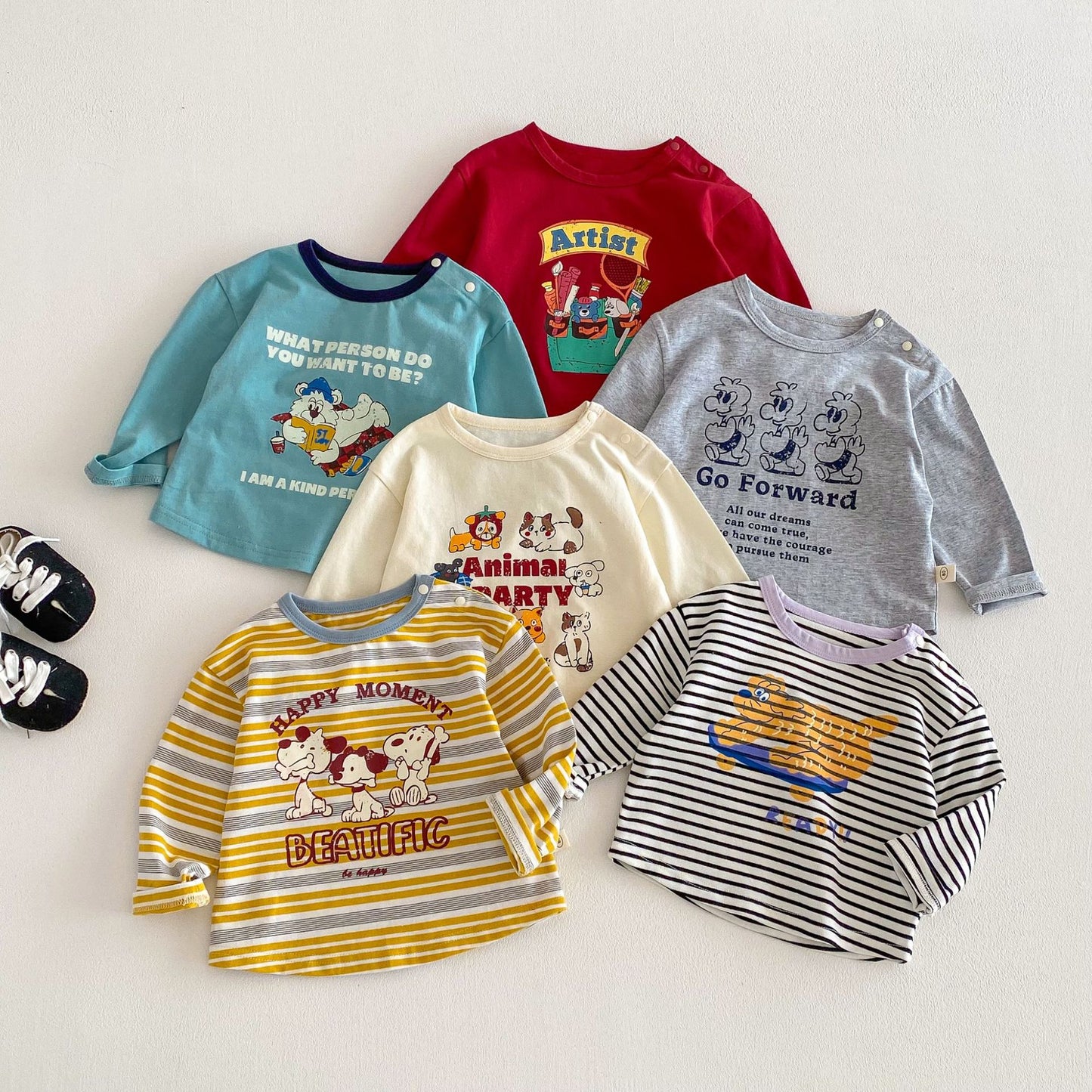 Children's Cartoon Spring Fashion Printed Korean Style Fashionable Children's T-shirt