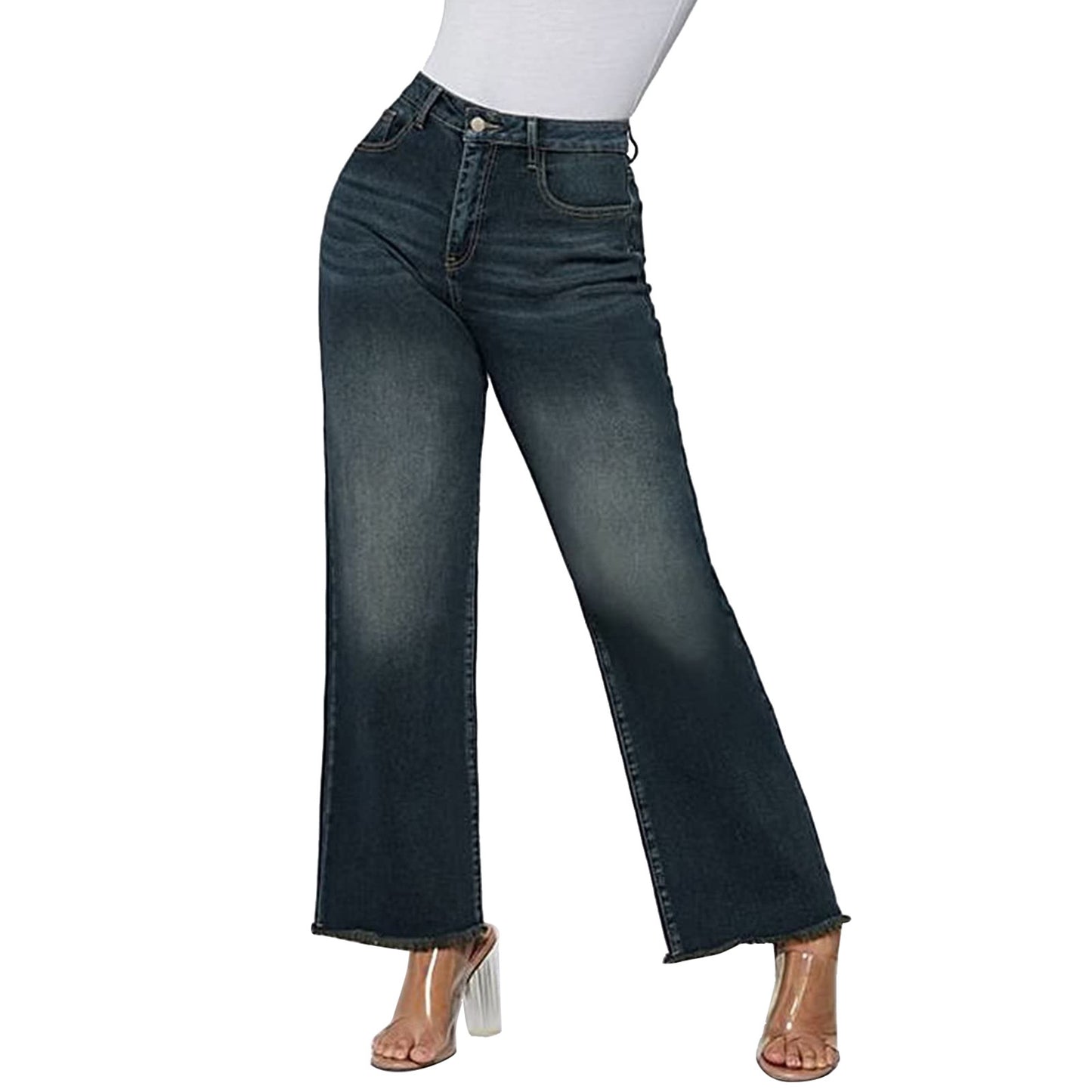 Women's Retro Loose Washed-out Casual Cat Beard Horse Riding Denim Women's Jeans