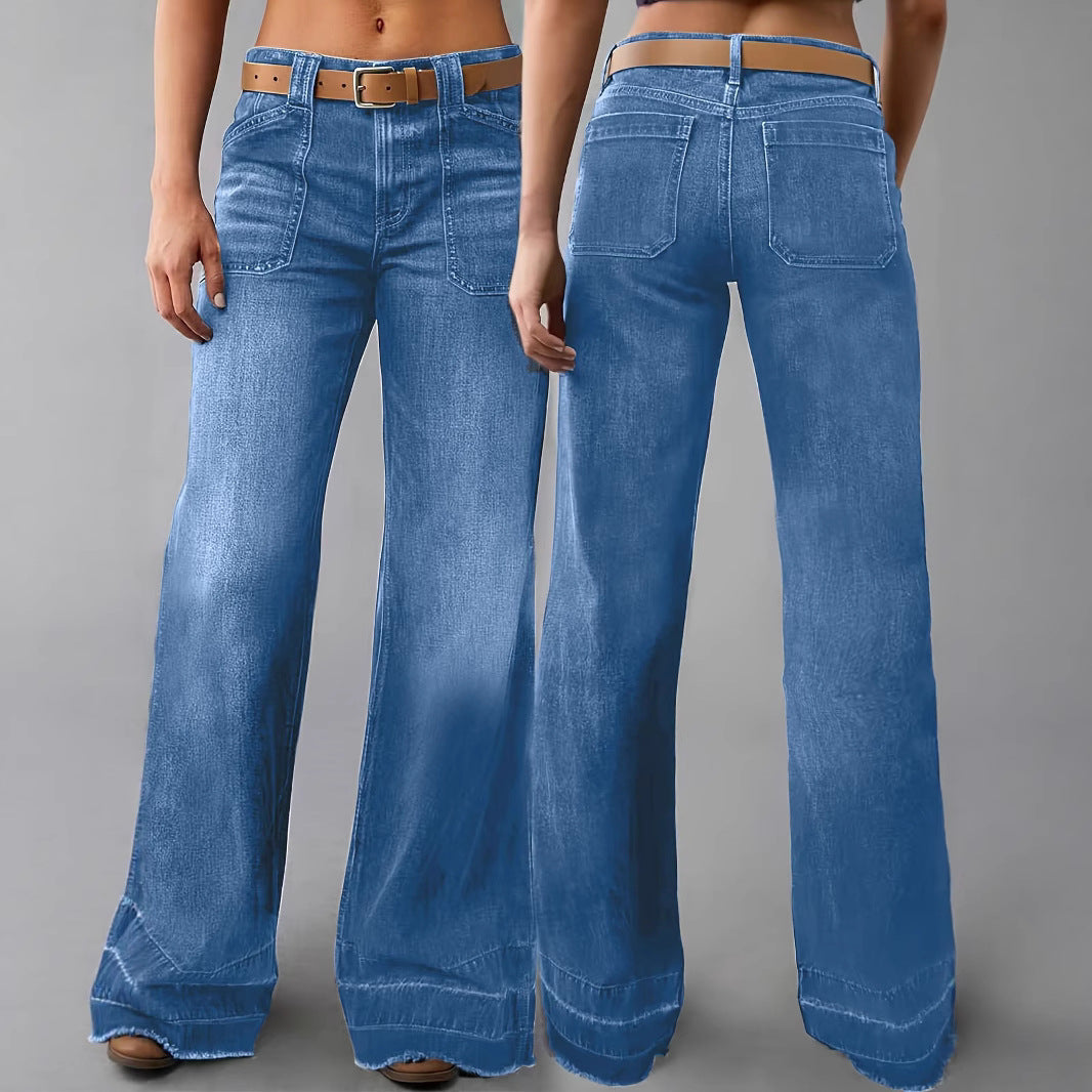 Women's Wide Leg Long High Quality Fashion Casual Four Suitable Comfortable Women's Jeans