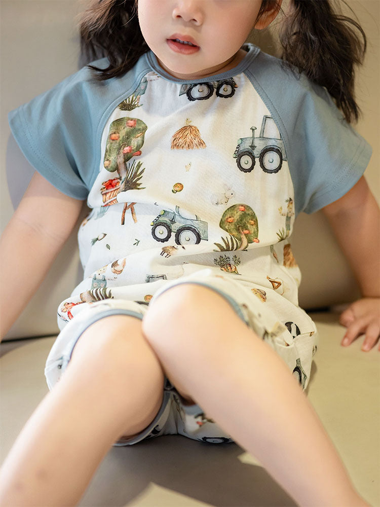 Bamboo Fiber Cool Gauze Summer Clothing Home Parent-child Outfit