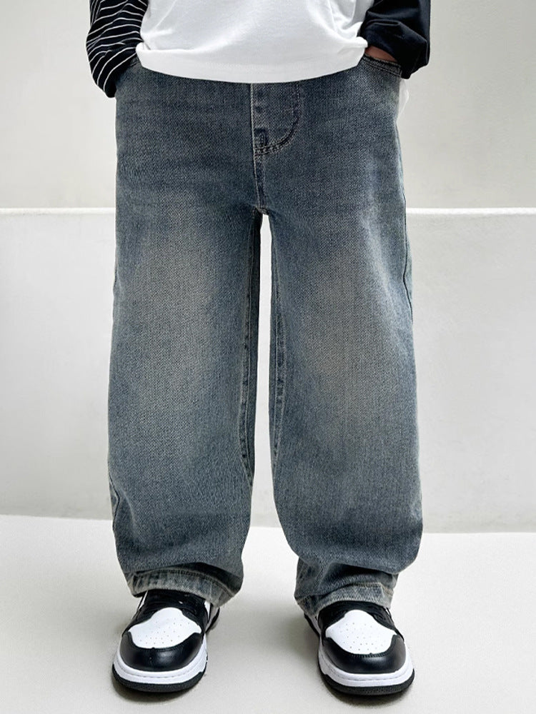 Children's Retro Jeans Medium Big Fashionable Western Children's Pants