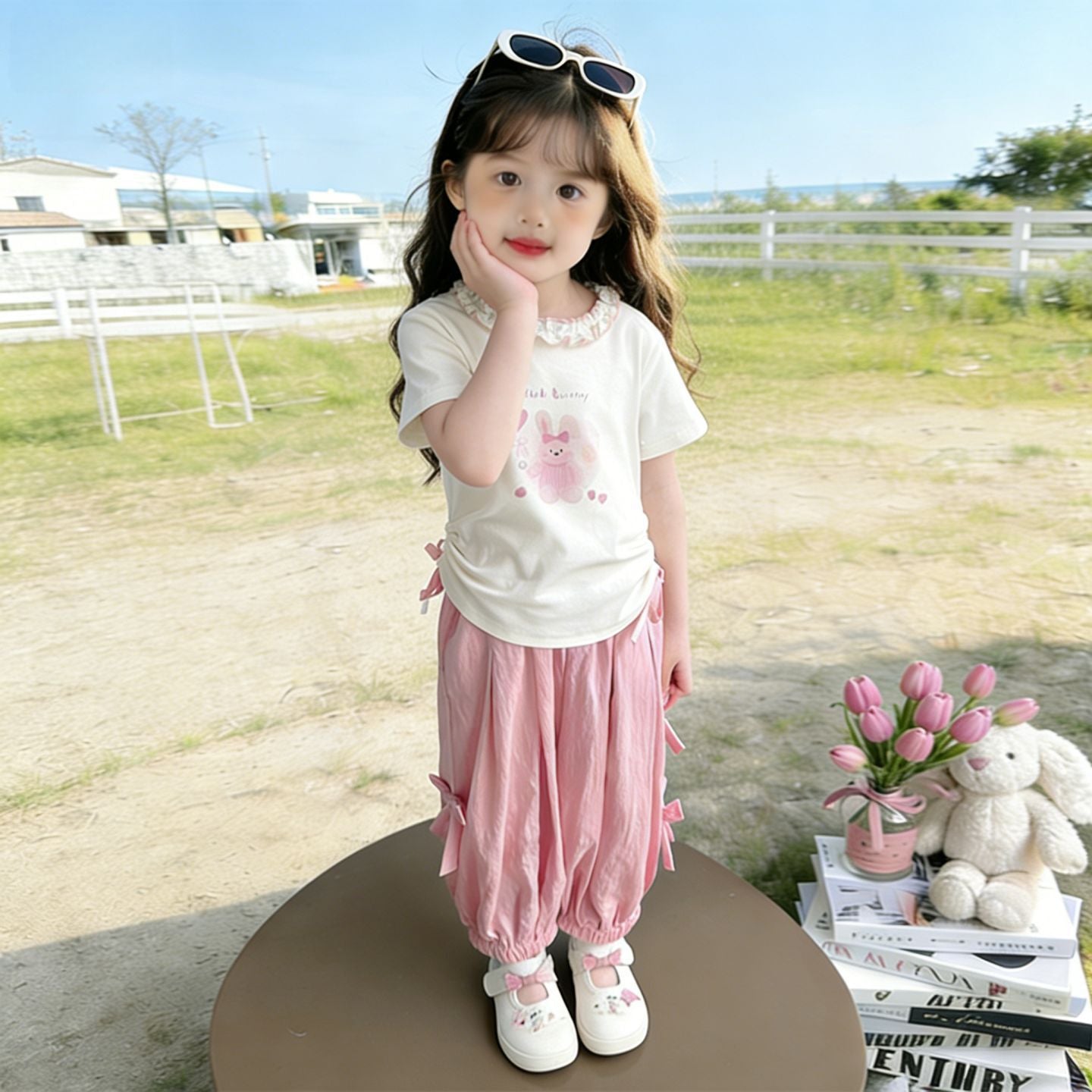 Summer Sweet Lace Collar Short-sleeved Trousers Little Two Piece Children's Suit