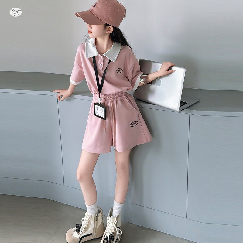 Children's Sportswear Summer Wear Medium Large Shirt Short Sleeve Shorts Loose Children's Suit