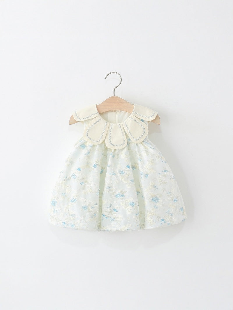 Children's Trendy Clothing Sleeveless One-piece Summer Petal Collar Floral Bud Children's Dress
