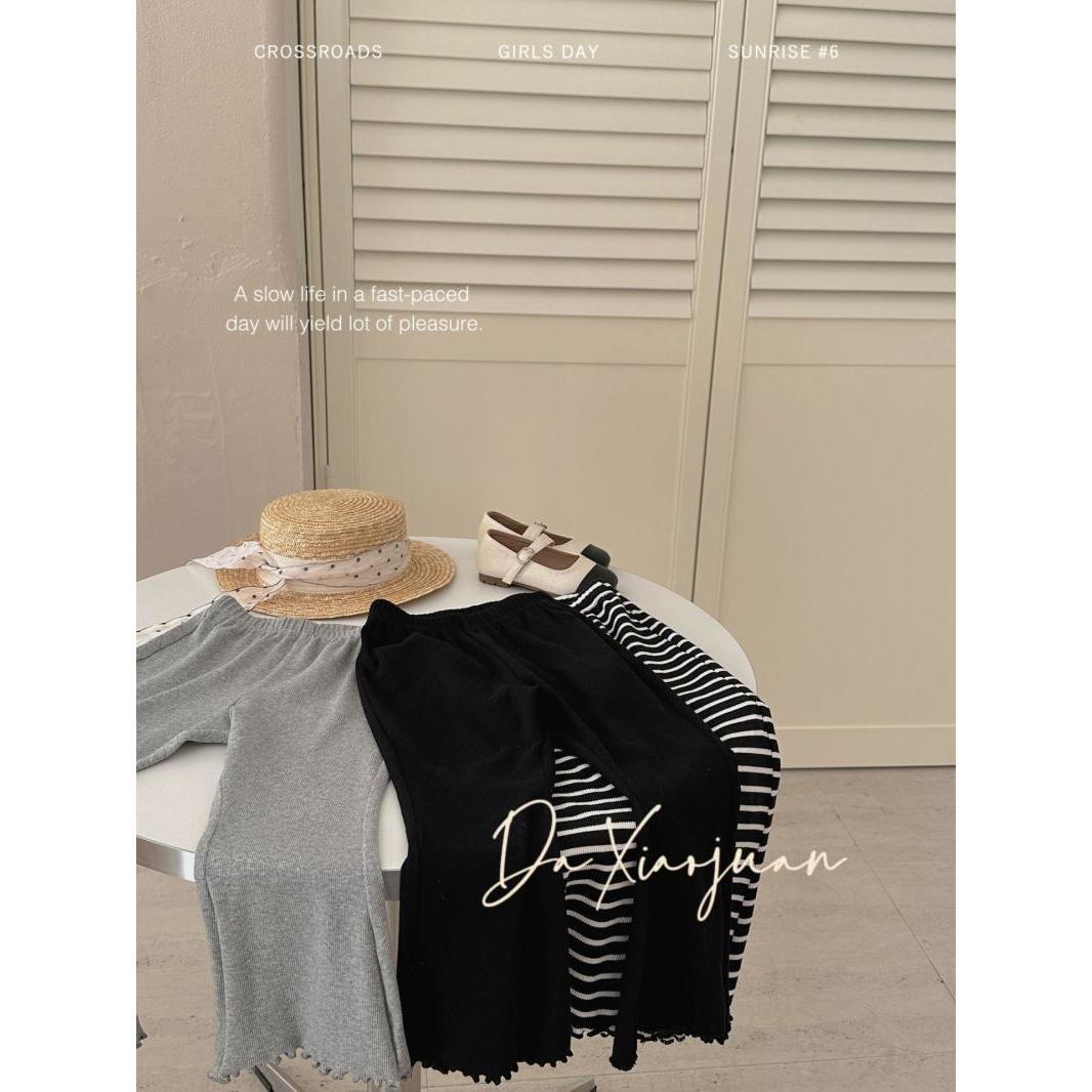 Korean Style Autumn Bell-bottom Striped Leggings Children's Pants