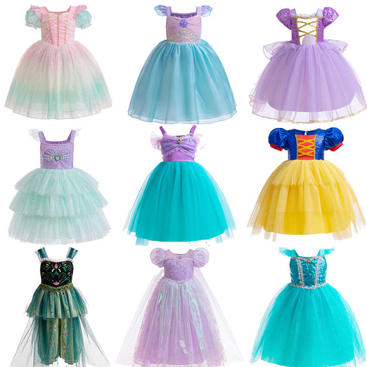 Color Princess Tulle Tutu Cake Puff Children's Dress